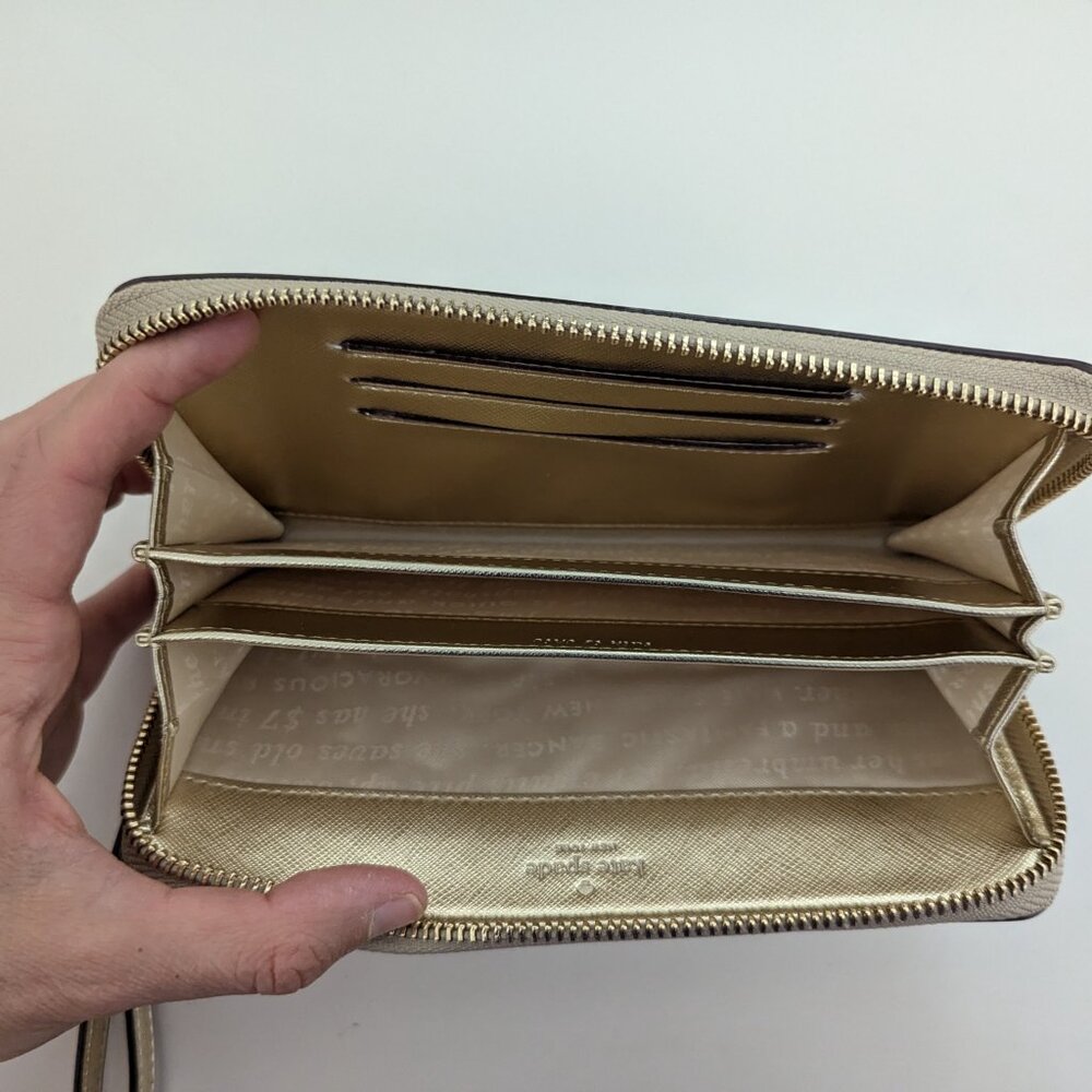 New? Mint Condition!! Kate Spade New York Gold Wallet Wristlet - Picture 12 of 13